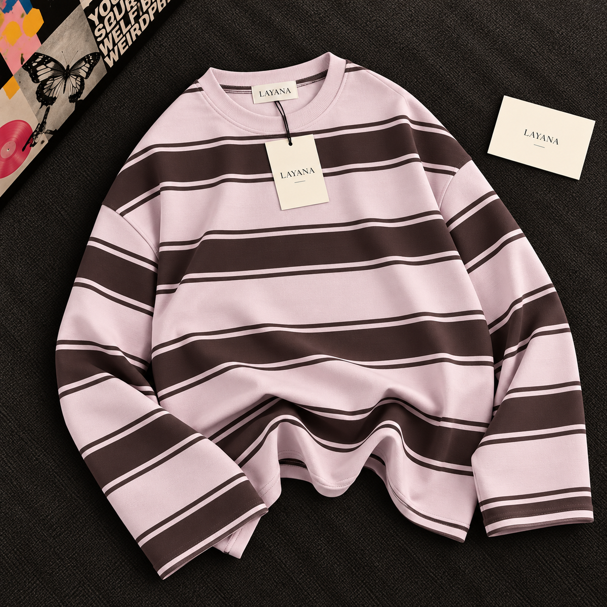 Sweat Oversize Rayé Femme – Collection LAYANA 🤎